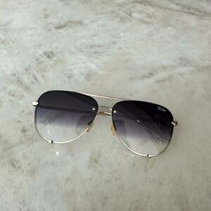 QUAY Australia High Key Rimless Sunglasses- grey Smoke color